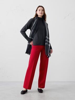 NWT Banana Republic Straight Ponte Pull-On Pant - Red Chakra, size XL